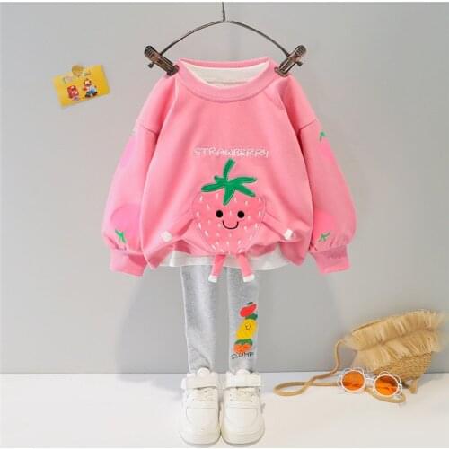 Girls Clothes Set Korean Style Fruit Pattern Hoodie+Elastic Pants 2pcs Kids Girls Clothing Suit Infant Toddler Children Outfits