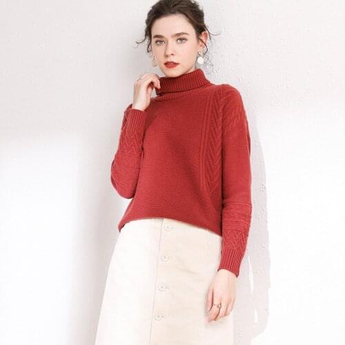 Red joker cashmere sweaters women knitted turtleneck pull femme hiver oversized fashion autumn winter warm uppper undertakes