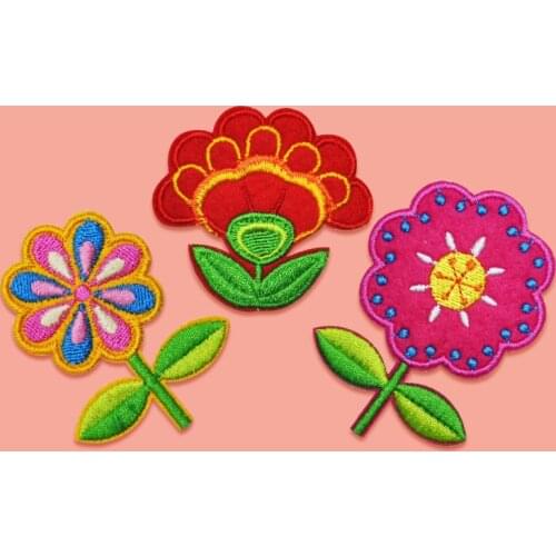 Colorful Flower Floral Collar Patch Cute Applique Badge Embroidered Fabric Sticker Clothes Jacket Jeans Garment Patches