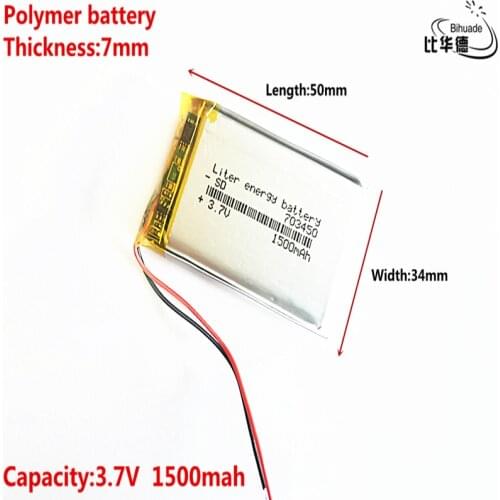 Liter energy battery Good Qulity 3.7V,1500mAH 703450 Polymer lithium ion / Li-ion battery for tablet pc BANK,GPS,mp3,mp4