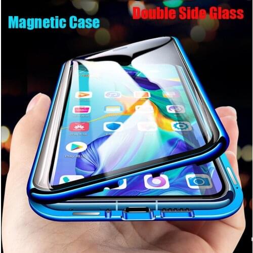 Magnetic Metal Case For Samsung Galaxy Note 10 Pro 8 9 S20 S10 S9 S8 Plus A51 A71 A50 A70 A10 A20 A30 Double Side glass cover