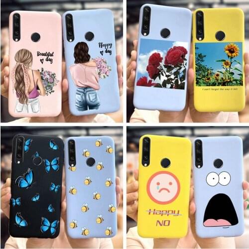 For Huawei Y6P Matte Case Huawei Y6P 2020 Back Cover Slim Silicone Cartoon Pattern Soft TPU Phone Case for Huawei Y6P Funda 6.3"