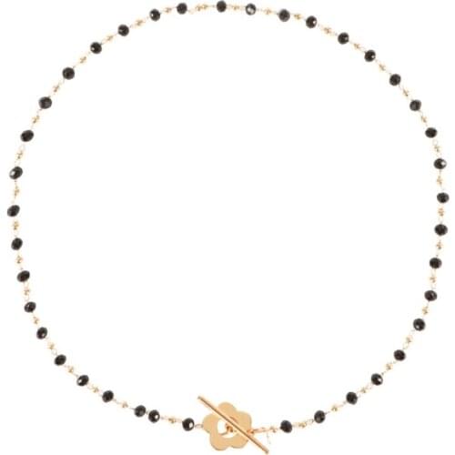 Fashion black crystal glass bead necklace women Simple short flower ladies necklace women party all-match jewelry