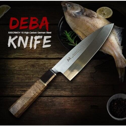 Handmade German Stainless Steel Sashimi Sashayed Salmon Sushi Knife Burl Handle Fillet Knives Kitchen Fish Slicing Cooking Knife