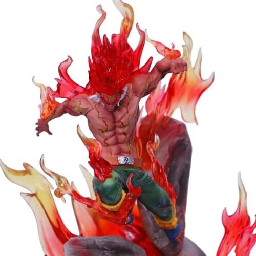 New Naruto GK Might Wih LED Light Guy Eight Doors Armor Illuminated Lights Statue PVC Figure Model Toy Doll Gift Frigurine 34cm