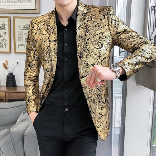 2021 Fashion New Mens Casual Boutique Business Bronzing Slim Fit Suit Coat Blazers Jacket