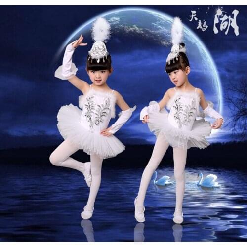 New Girls Ballerina Dress Kids White Swan Lake Ballet Costumes Children Strap Dance Wear