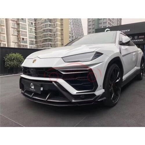 The lamborghini Urus upgrade features a wide-body carbon fiber mini-wrap around the front lip, rear lip side skirt, rear wing fl