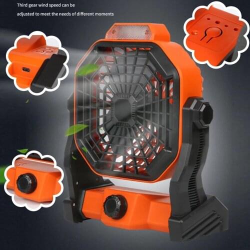 Usb Rechargeable Camping Fan With Led Lantern And Hook Battery Operated Powered Personal Fan For Desk Outdoor Camping Fans#g4