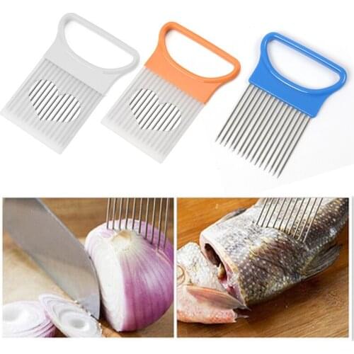 Tomato Vegetable Slicer Cutting Aid Guide Holder Kitchen Onion Slicer Cut Onion Holder Fork Fruit Cutter Cooking Accessories
