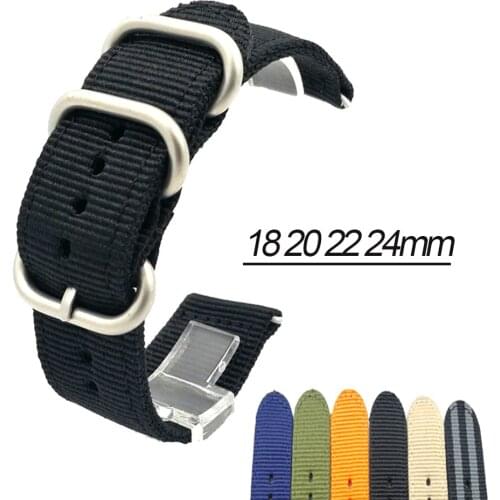 18mm 20mm 22mm 24mm NATO Nylon Watchband Strap High Quality Canvas Weave Ring Buckle Striped Watch Band Bracelet Accessories