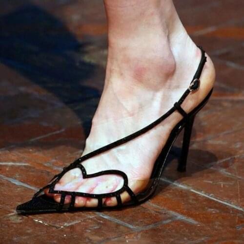 2021 Summer Women Sandals Black Sexy Thin Heels Modern Sandals Love Transparent Pointed High Heel Pumps Sandalia Feminina Shoes