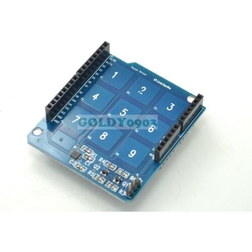 Touch Shield for Ard-uino w/ MPR121 IC and 9 Capacitive Pads