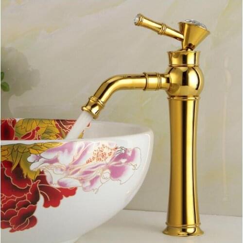 Bathroom lavatory faucet ,Brass Luxury Single crystal Handle basin faucet hot and cold Europe style,gold
