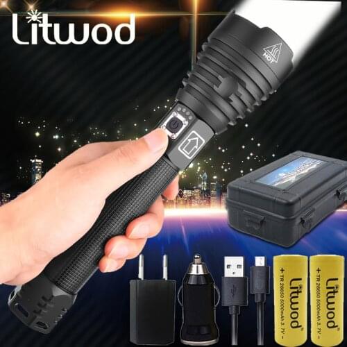 Super Powerful Xlamp XHP90 26650 battery LED Flashlight Tactical XHP70 Flash light USB Rechargeable Waterproof Lamp for Camping