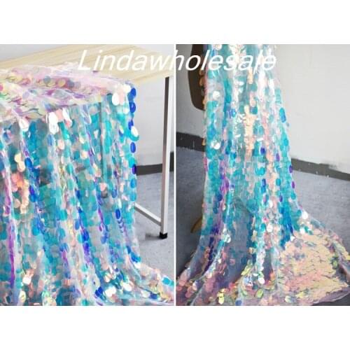 Wedding background gradient Net yarn fabric,Laser fish scale sequins patchwork fabric,130cm*50cm/pcs