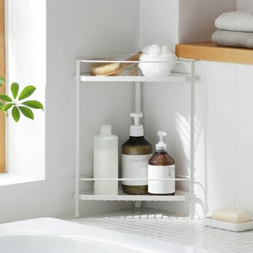 2-Tire Corner Wire Shelf Bathroom Corner Shelf, Free Standing Corner Storage Rack, Metal Tripod Storage Rack