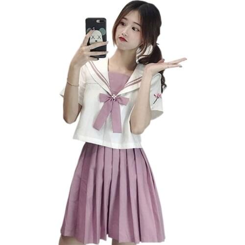 Japanese JK Uniforms Sailor Suit Embroidery School Uniform Cosplay Student Jk Academy Clothing Pleated Skirt+Top