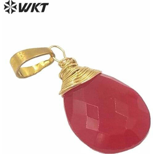 WT-P1568 Colorful tiny drop jewelry findings pendant wholesale hand make wire wrapped colorful jad drop pendants