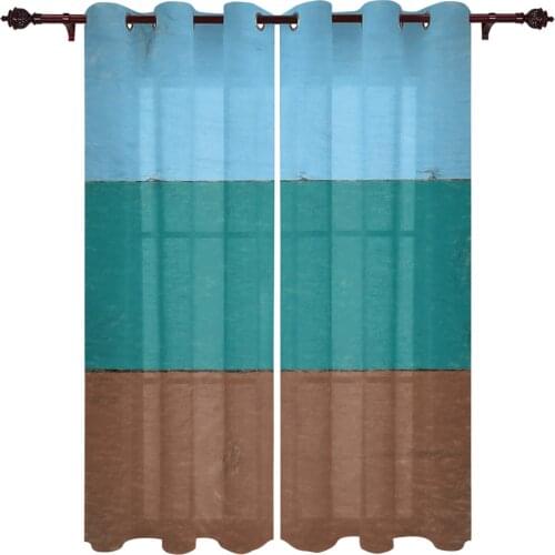 French Window Curtains Wood Grain Color Seaside Living Dining Room Kids Bedroom Screens Modern Luxury Home Decor Curtains