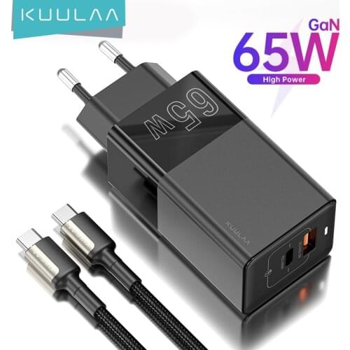 KUULAA GaN 65W USB C Charger Quick Charge 4.0 3.0 QC4.0 QC PD3.0 PD USB-C Type C Fast USB Charger For Macbook Pro iPhone Samsung