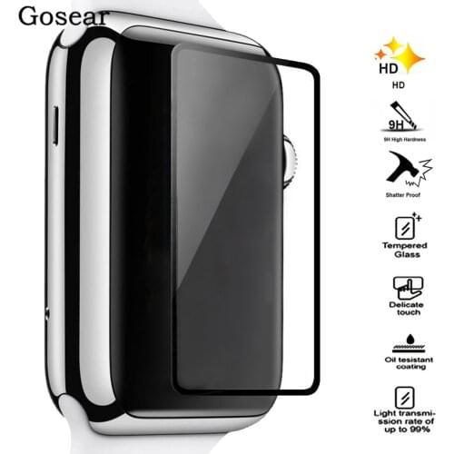 Gosear Tempered Glass Screen Protector HD 9H Hardness Film for Apple Watch iWatch i Wach iWach Series 1 2 II 38mm 42mm Accessory