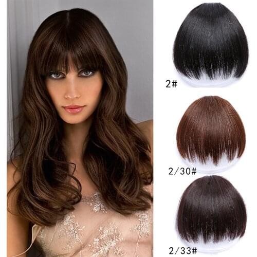 PAGEUP Womens Bangs Synthetic Hair Womens hair clip Natural Black Solid Color blonde bangs Short Front Neat Bangs False bangs