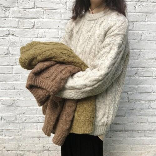 2020 Women Autumn Loose Short Twist Sweater Full Sleeve Cozy Style Knitted Tops Casual Pullovers Jumpers