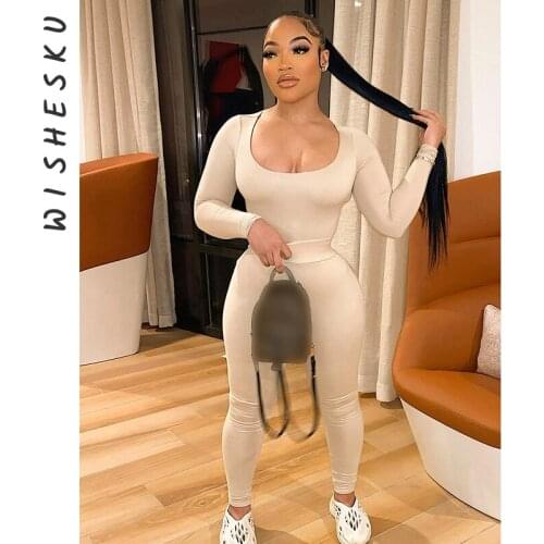 Black 2 Two Piece Sets Tracksuit Women Long Sleeve Low Cut Tops+ Wrap Hip Skinny Pants Suits Fitness Matching Outfit 2021 Fall