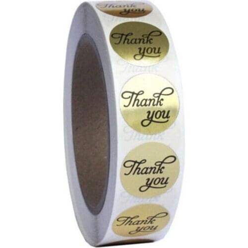 500 Thank you Stickers Wedding Stickers Home Made Craft Hand Made Gold Round Seals Scrapbook DIY Craft 1" Lables Handlettering