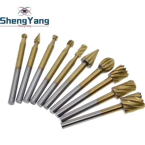 10 Pieces 1/8 HSS Routing Router Drill Bits Set Dremel Carbide Rotary Burrs Tools Wood Stone Metal Root Carving Milling Cutter