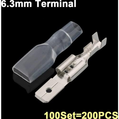 100set(200pcs) 6.3 against the back shoulder of male and female plug spring terminals inserted with lock with case