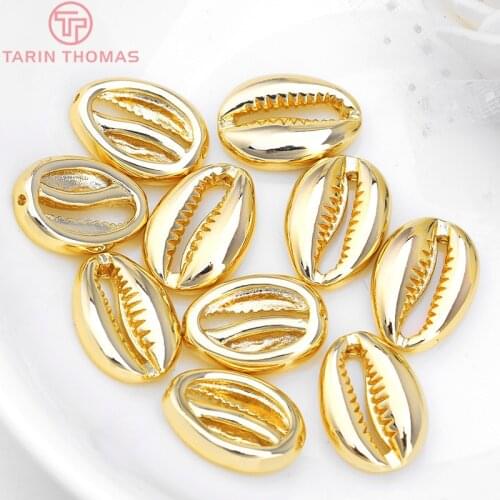 6PCS 10.5x15MM Hole 0.5MM 24K Gold Color Brass Conch Spacer Beads High Quality Diy Jewelry Findings Accessories