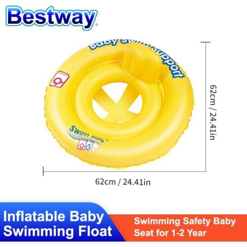 2021 Bestway 32027 Inflatable Baby Swimming Float Seat Ring for 1-2 Year Old Swim Safe Double Ring Baby Seat Size 27 Inch/69 cm
