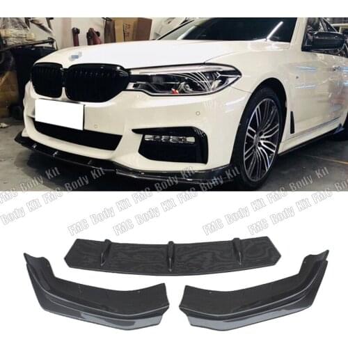 3 PCS Carbon Fiber Car Body Kit Front Bumper Lip Rim Spoiler For BMW 5 Series G38 Modify MT 2016-2018