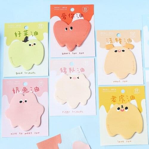 30 Sheets/set Cartoon Animal Sticky Notes Cute Memo Page Markers Flags In Different Shapes For Home School And Office