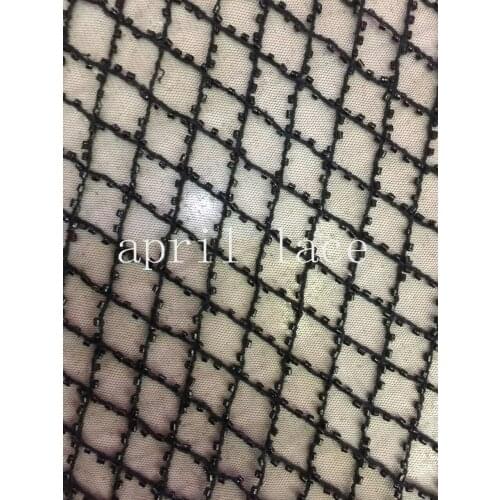 5yards WLL008 black glass beads embroidery black sexy simple tulle mesh lace for wedding/evening dress fast shipping by dhl