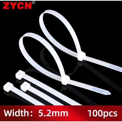 8series Self Locking Nylon Cable Zip Ties Color White Black Industrial Supply Fasteners Width 5.2×350/400/450/500mm Plastic