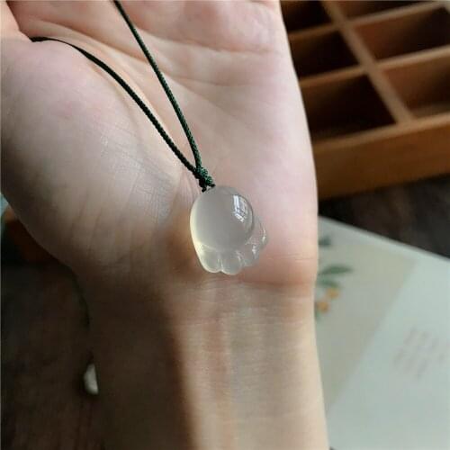 Agate Chalcedony Kitten Claw Pendant Ice Through Girl Sweet and Cute Animal Bear Paw DIY Accessories Pendant Lady Women Necklace