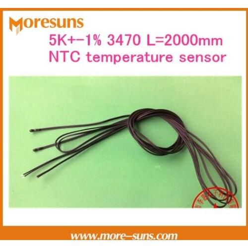 Free ship 20pcs/lot 5K+-1% 3470 NTC temperature sensor L=2000mm NTC thermistor
