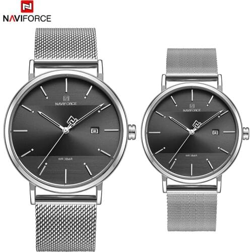 2021NAVIFORCE New Men Women Couple Wristwatch Top Brand Luxury Waterproof Man Watch Stainless Steel Fashion Quartz Male Lady Clo