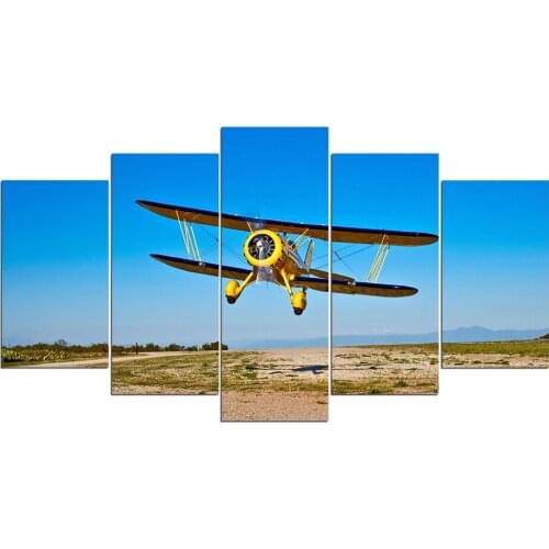 Home Decor Canvas Print Painting 5 Pieces Vintage Aircraft Pictures Wall Art Modular Living Room Retro Airplane Jet Plane Poster