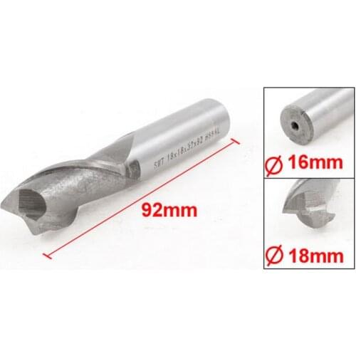 HSS-AI Milling Cutter Straight End Mill 18mm x 16mm x 32mm x 92mm 2 Flute