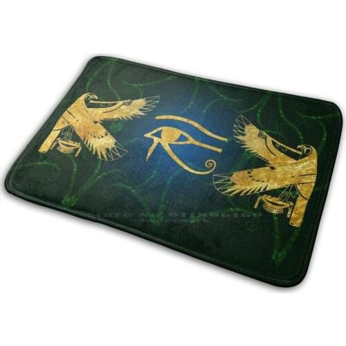 Eye Of Horus Protected By Golden Falcons Mat Rug Carpet Anti - Slip Bedroom Entrance Door Mat King Tut Nefertari Nefertiti Queen