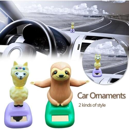 Solar Toy Powered Car Decoration Sheep Sloth Car Accessories Cartoon Head Shaking Doll Innovative Halloween Gift Car Ornament