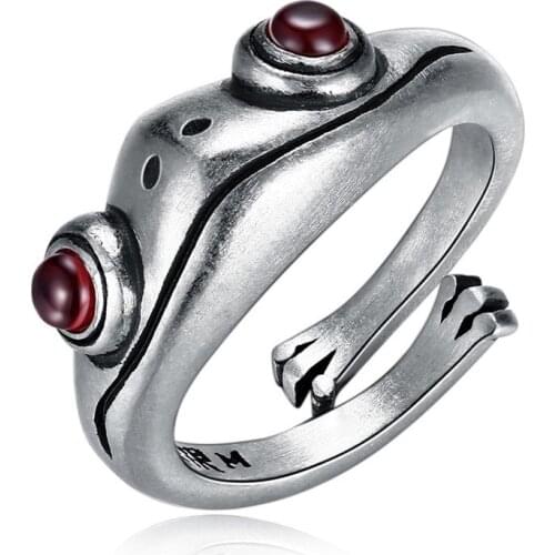 3D Cute Frog Ring Frog Lady Cartoons Open Ring Men Retro Punk Animal Figure Ring Fashion Party Bohemian Hip Hop Jewelry