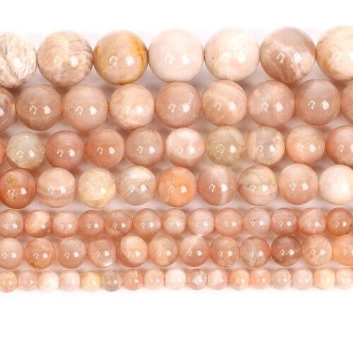 4 6 8 10mm Round Smooth Natural Stone Beads For Jewelry Making DIY Sun Stone Loose Spacer Beads Charm Bracelet Necklace Handmade