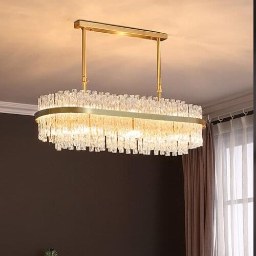 All Copper Simple Light Luxury Crystal Chandelier Atmospheric Living Room Lamp Nordic Style Bedroom Home Dining Room Lamp