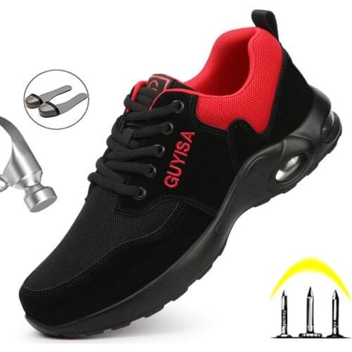 Safety Shoes Men Puncture-Proof Man Sneakers Men Steel Toe Shoes Breathable Work Boots Indestructible Safety Boots Male Shoes