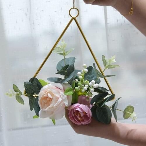 Iron Craf Artificial Rose Front Door Hanging Simulated Flowers Garland Handmade living room Hotel Bar Festival Wall Ornaments